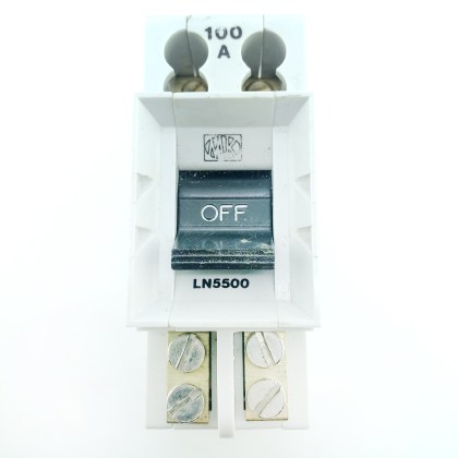 MK Electric LN5500 Black AC22A 100A 100 Amp 2 Double Pole Isolator Main Switch Disconnector